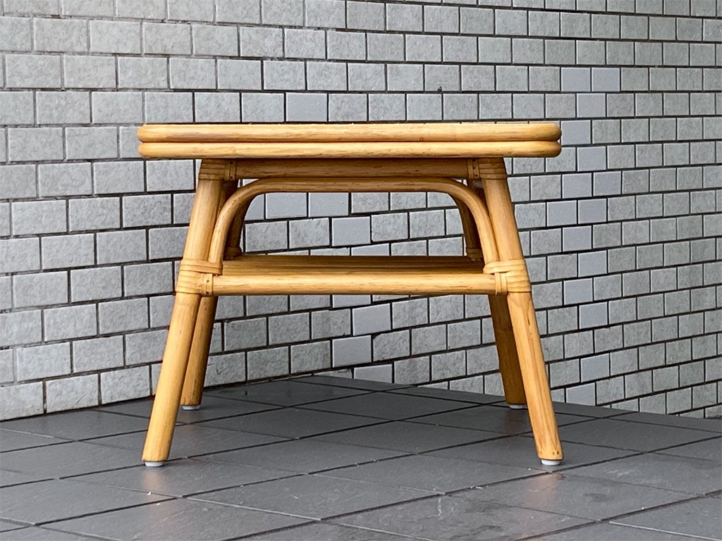 ビンテージ Vintage ラタン コーヒーテーブル ローテーブル 籐家具 北欧スタイル ■