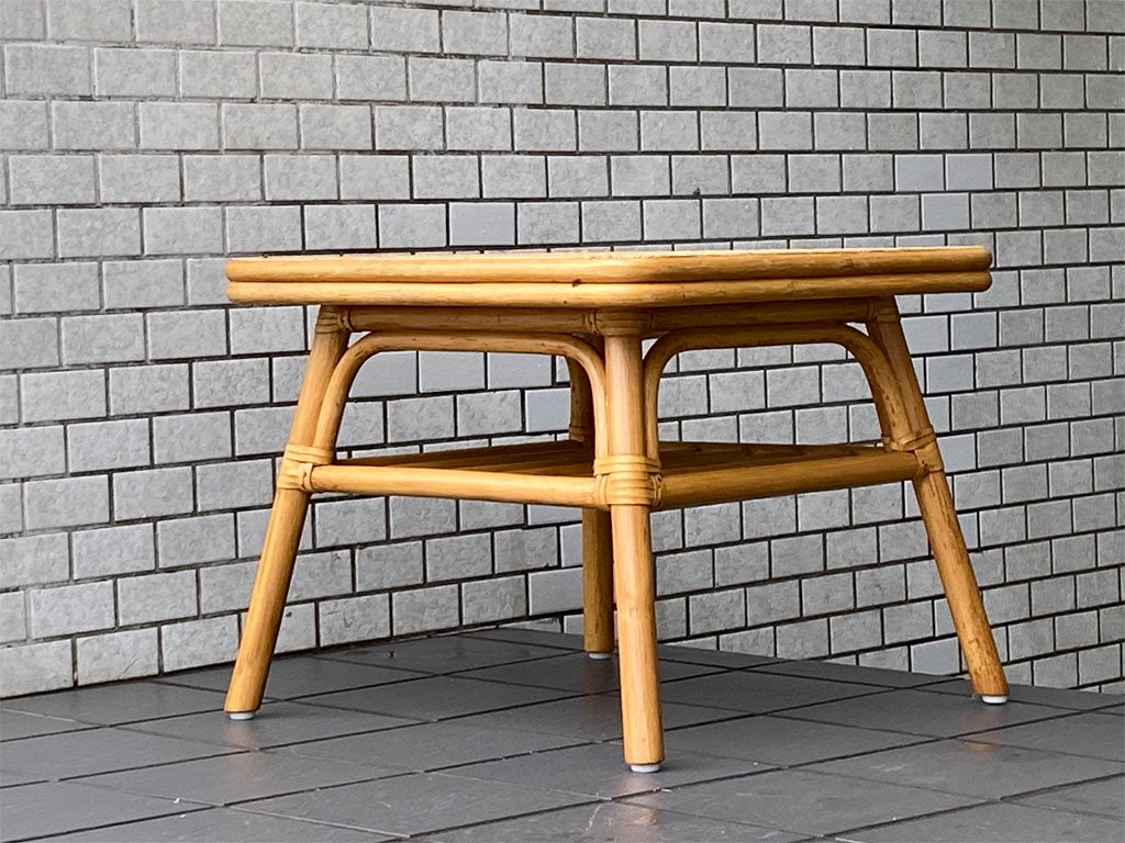 ビンテージ Vintage ラタン コーヒーテーブル ローテーブル 籐家具 北欧スタイル ■