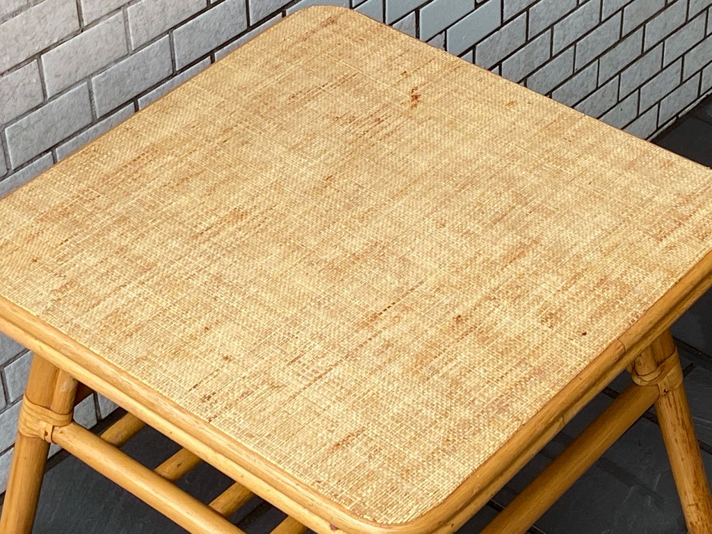 ビンテージ Vintage ラタン コーヒーテーブル ローテーブル 籐家具 北欧スタイル ■