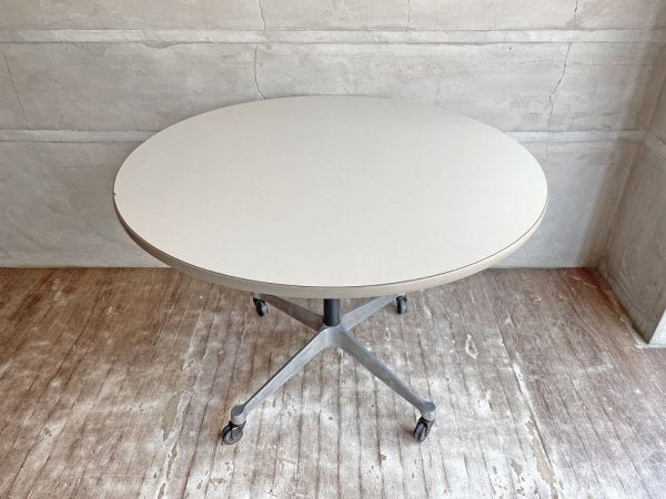 ハーマンミラー Herman Miller ビンテージ コントラクトテーブル Contract Φ90cm 高さ65cm キャスターベース ラウンド C&Rイームズ ミッドセンチュリー ♪