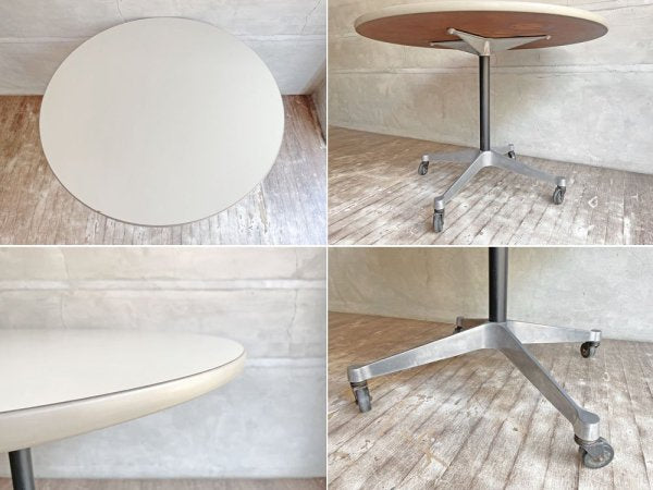 ハーマンミラー Herman Miller ビンテージ コントラクトテーブル Contract Φ90cm 高さ65cm キャスターベース ラウンド C&Rイームズ ミッドセンチュリー ♪