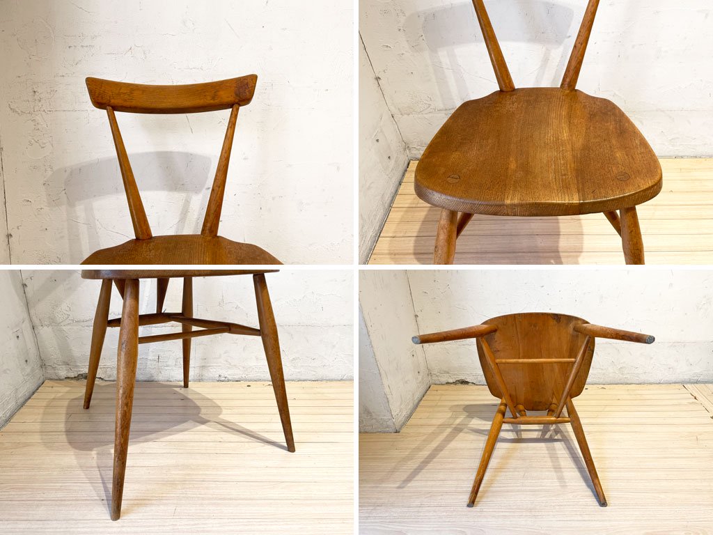 アーコール Ercol シングルバック 440 スタッキング チェア エルム材 英国家具 UKビンテージ ★