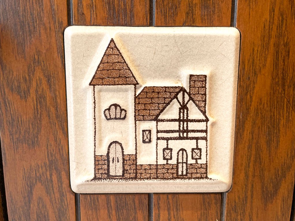 森のサーカス 四国工芸 バタフライ キッチン ワゴン テーブル 楢無垢材天板 タイル装飾 多目的家具 ★