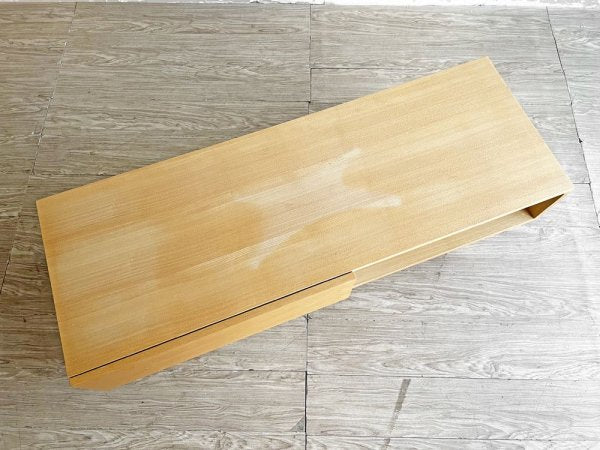 無印良品 MUJI タモ材 AVボード ローボード W120cm スライド扉 ナチュラルスタイル 廃番 ●