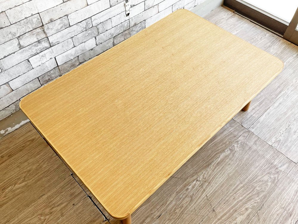 無印良品 MUJI 長方形こたつ ローテーブル タモ材 丸脚 フラットヒーター W112cm ナチュラル ●