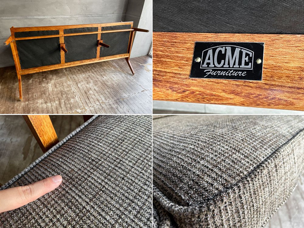 アクメファニチャー ACME Furniture ウィッカー WICKER SOFA 3P ハックベリー ラタン ファブリック 西海岸スタイル 定価￥190,300- ♪