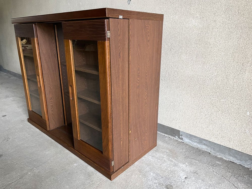 レトロデザイン スライド書棚 本棚 木製収納 A 〓