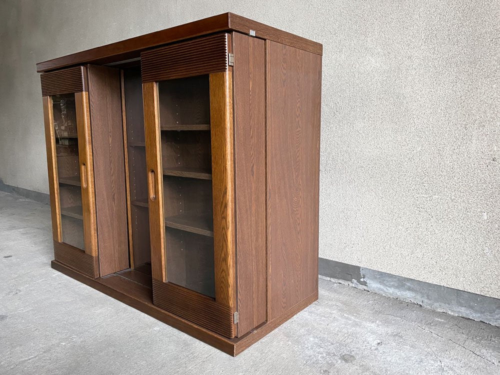 レトロデザイン スライド書棚 本棚 木製収納 B 〓