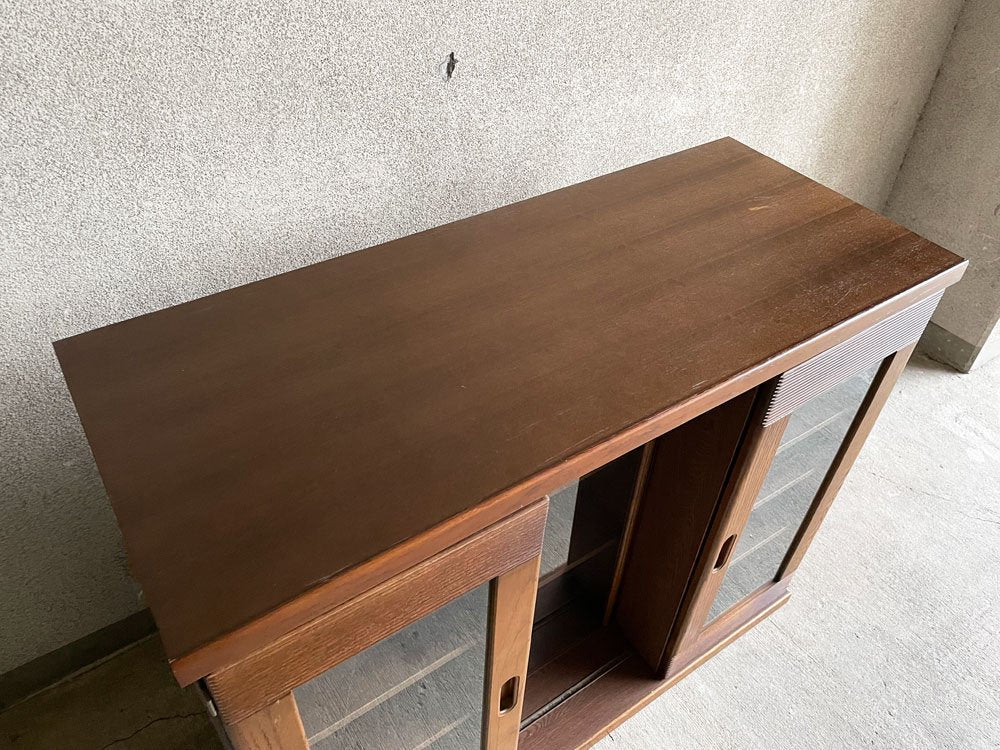 レトロデザイン スライド書棚 本棚 木製収納 B 〓