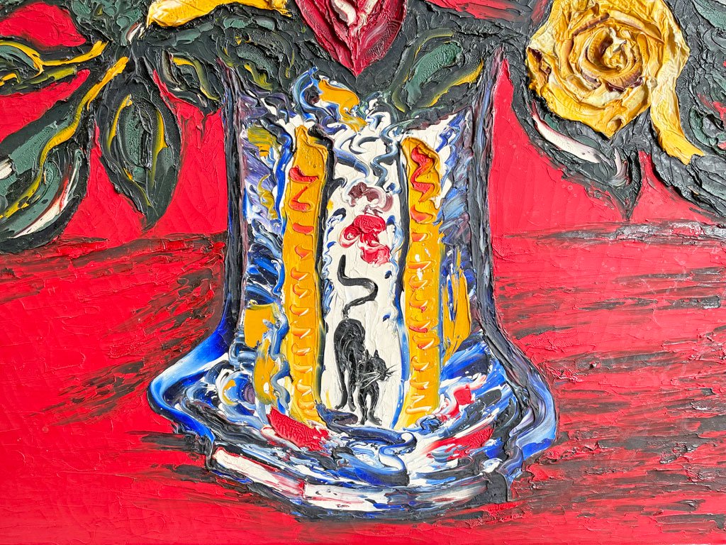 中川雅史 薔薇 油彩 サイン入り アート 芸術 現状品 ●