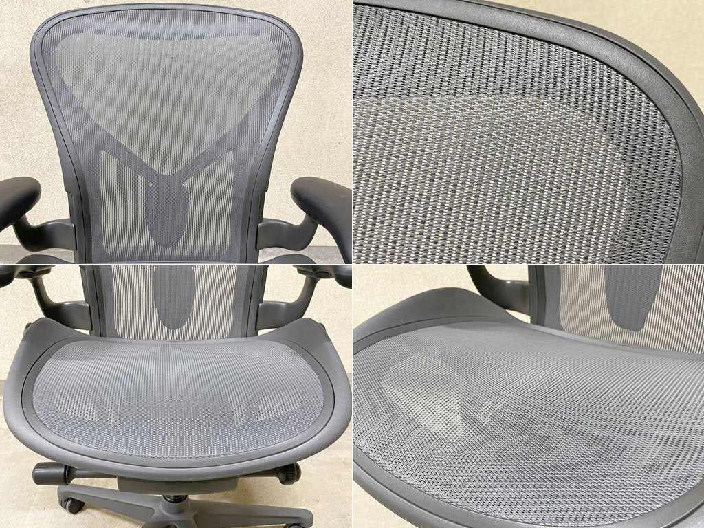 ハーマンミラー Herman Miller アーロンチェア Aeron リマスタード ライト Bサイズ グラファイト ポスチャーフィット 廃盤 美品 〓