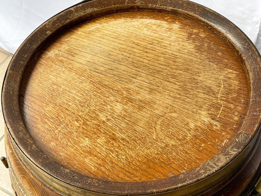 ヴィンテージ Vintage バレルキャビネット サイドテーブル 樽 無垢材 キャスター付き 店舗什器 ◇
