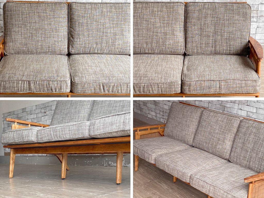 アクメファニチャー ACME Furniture ウィッカー WICKER SOFA 3P ハックベリー ラタン ファブリック 西海岸スタイル 定価￥190,300- ●