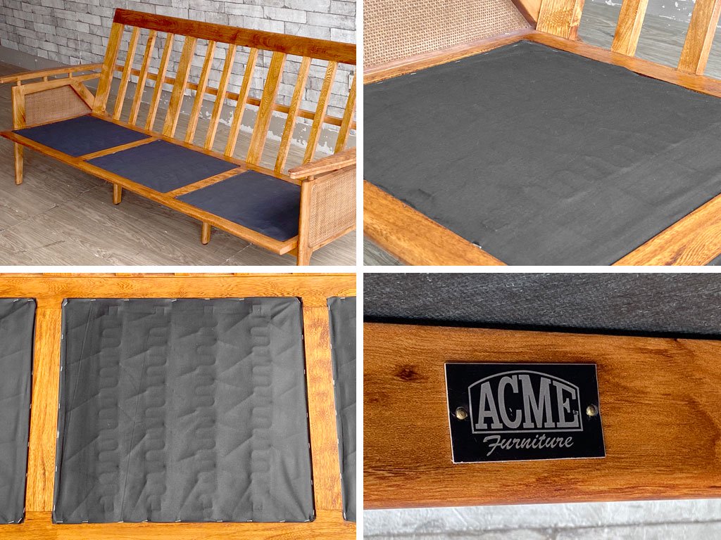 アクメファニチャー ACME Furniture ウィッカー WICKER SOFA 3P ハックベリー ラタン ファブリック 西海岸スタイル 定価￥190,300- ●