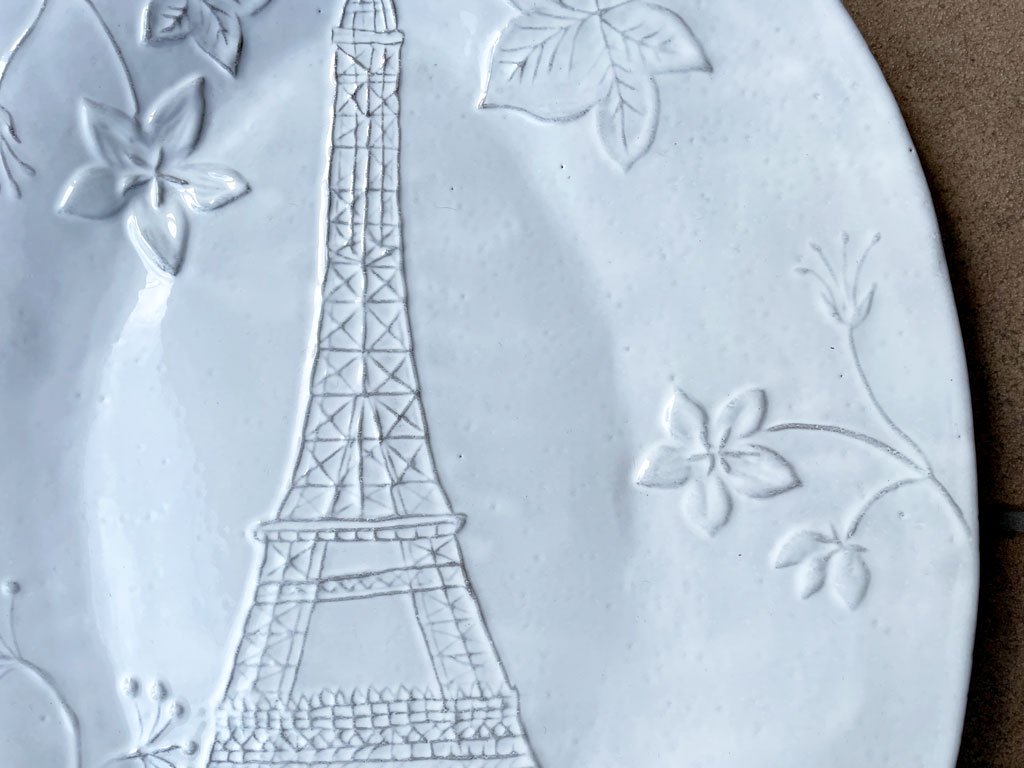 アスティエ・ド・ヴィラット Astier de Villatte エッフェル塔 Eiffel Tower フルール・トゥーエッフェル・ブラン 49.5cm プレート 未使用品 ◇