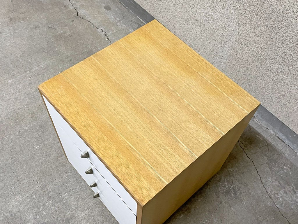 ビンテージ デスクワゴン Vintage desk wagon メラミン化粧板×オーク材 柾目 キャスター付 レトロモダン デスク サイド キャビネット 〓