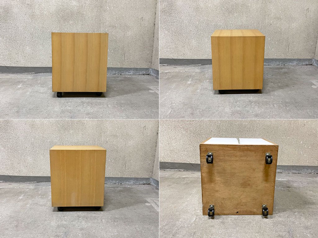 ビンテージ デスクワゴン Vintage desk wagon メラミン化粧板×オーク材 柾目 キャスター付 レトロモダン デスク サイド キャビネット 〓