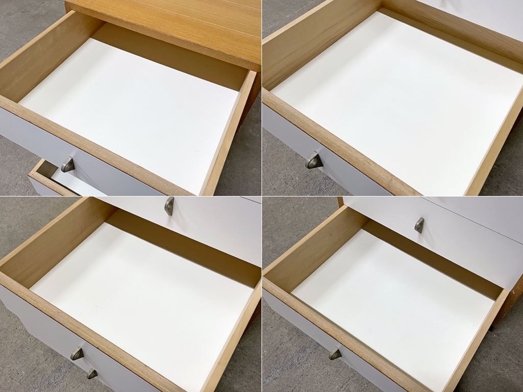 ビンテージ デスクワゴン Vintage desk wagon メラミン化粧板×オーク材 柾目 キャスター付 レトロモダン デスク サイド キャビネット 〓