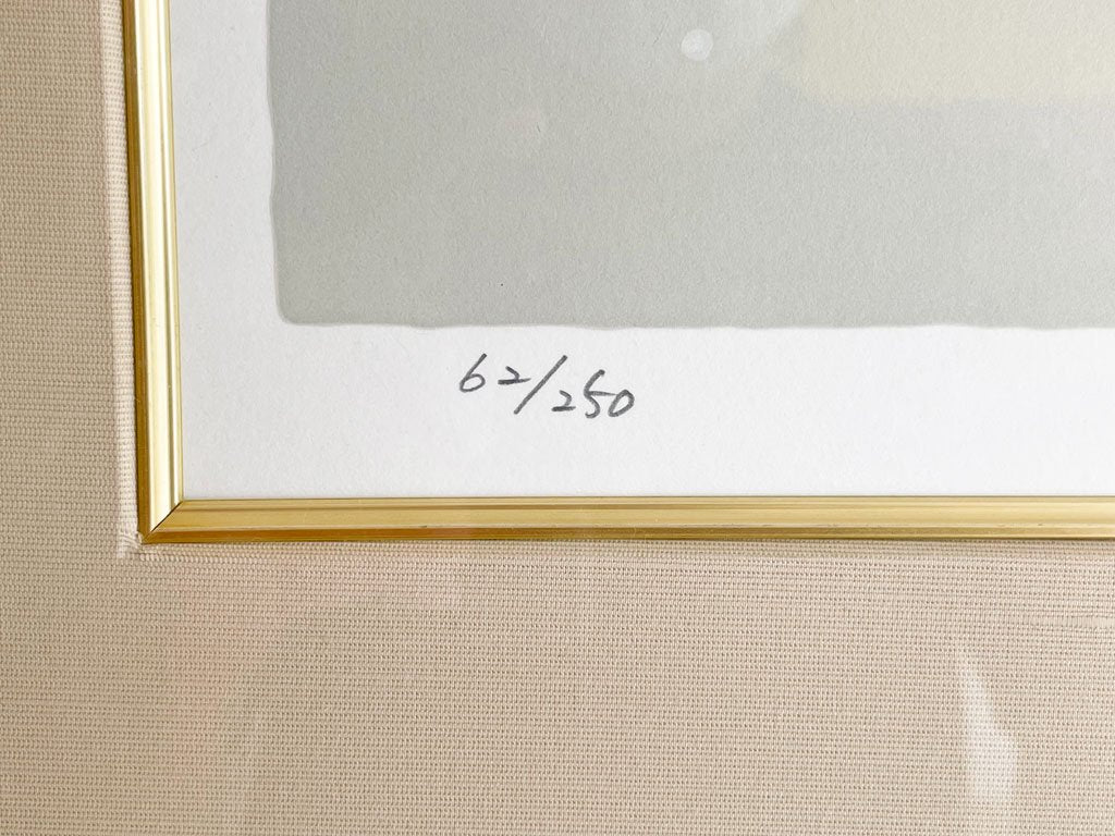 上村淳之 雪中小禽 シルクスクリーン リトグラフ 62/250 限定200部 サイン入り 額装品 花鳥画 日本画家 ●