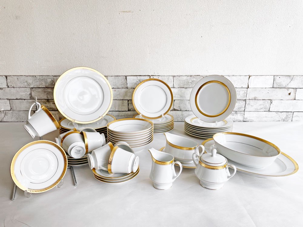 ノリタケ Noritake シグニチャーゴールド Signature Gold ディナーセット 55pcs (45点) 箱付き 白磁 金彩 洋食器 未使用品 ●