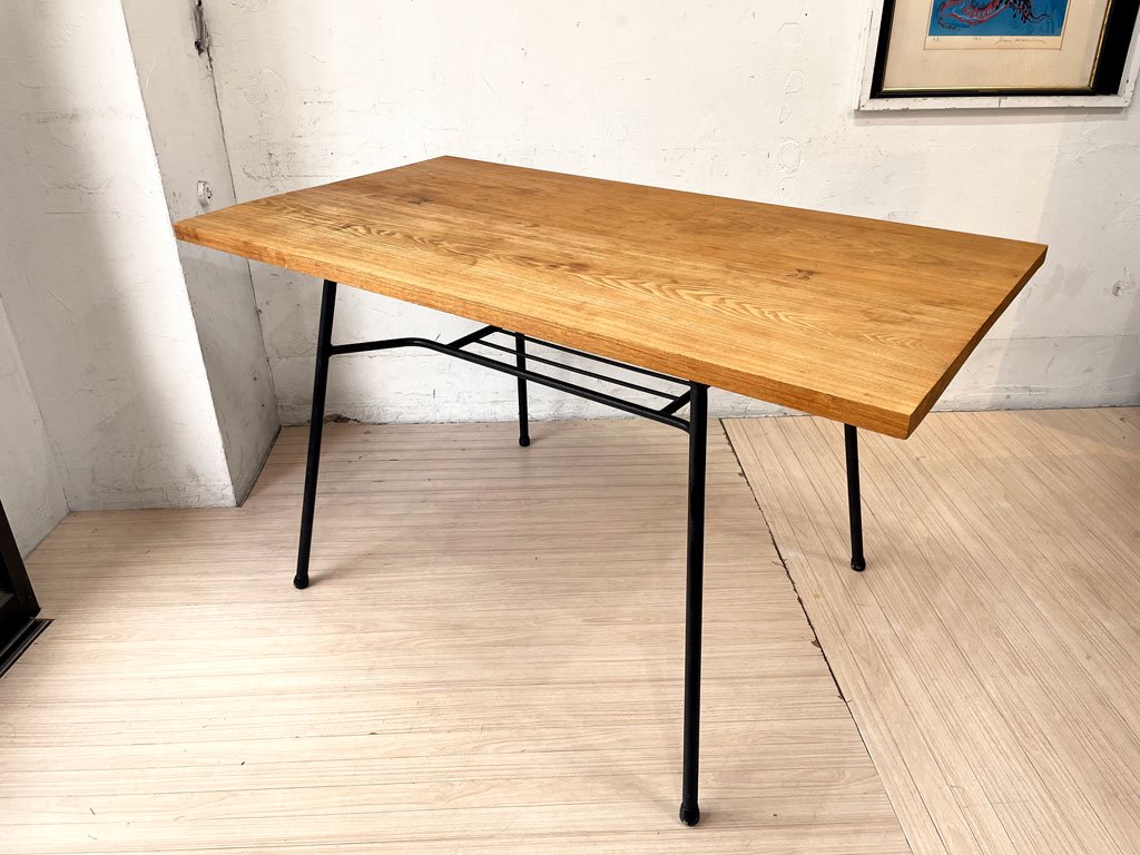 古道具 そうすけ SO-SUKE オーク無垢材天板 ダイニングテーブル 作業台 食卓 リメイク家具 ★