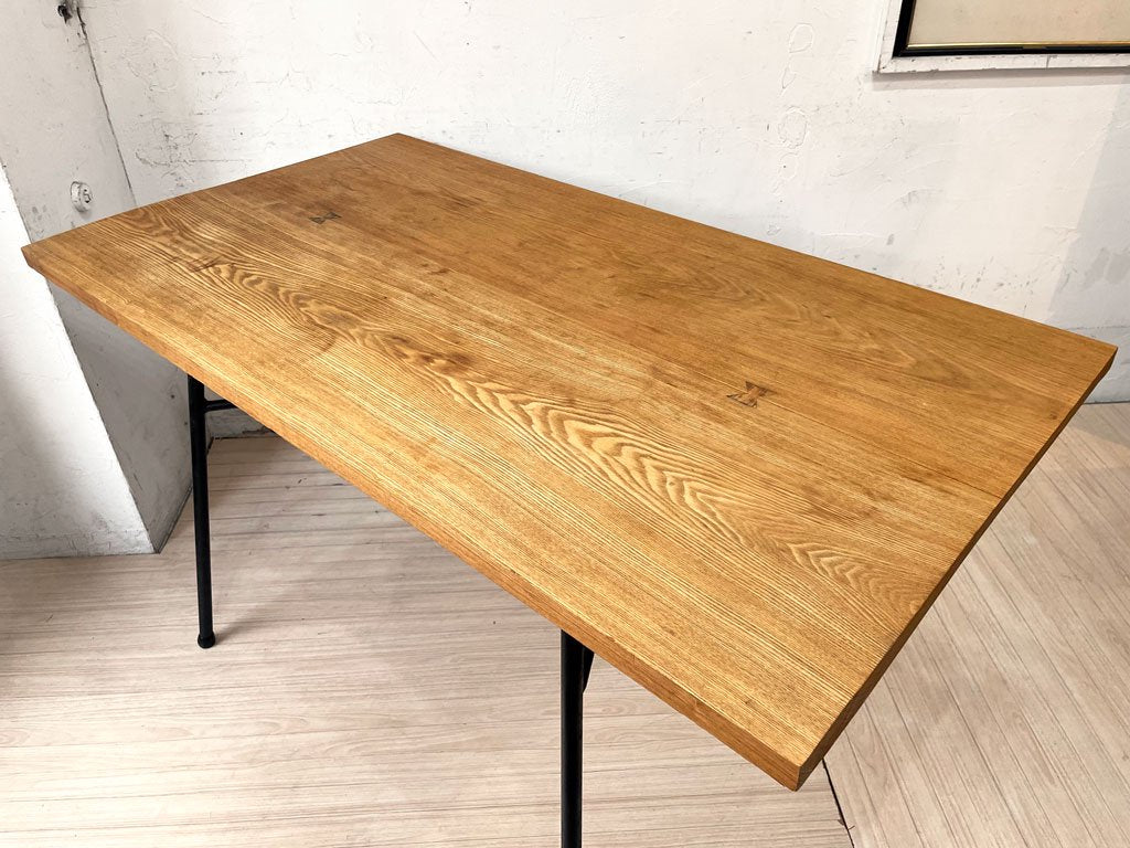古道具 そうすけ SO-SUKE オーク無垢材天板 ダイニングテーブル 作業台 食卓 リメイク家具 ★
