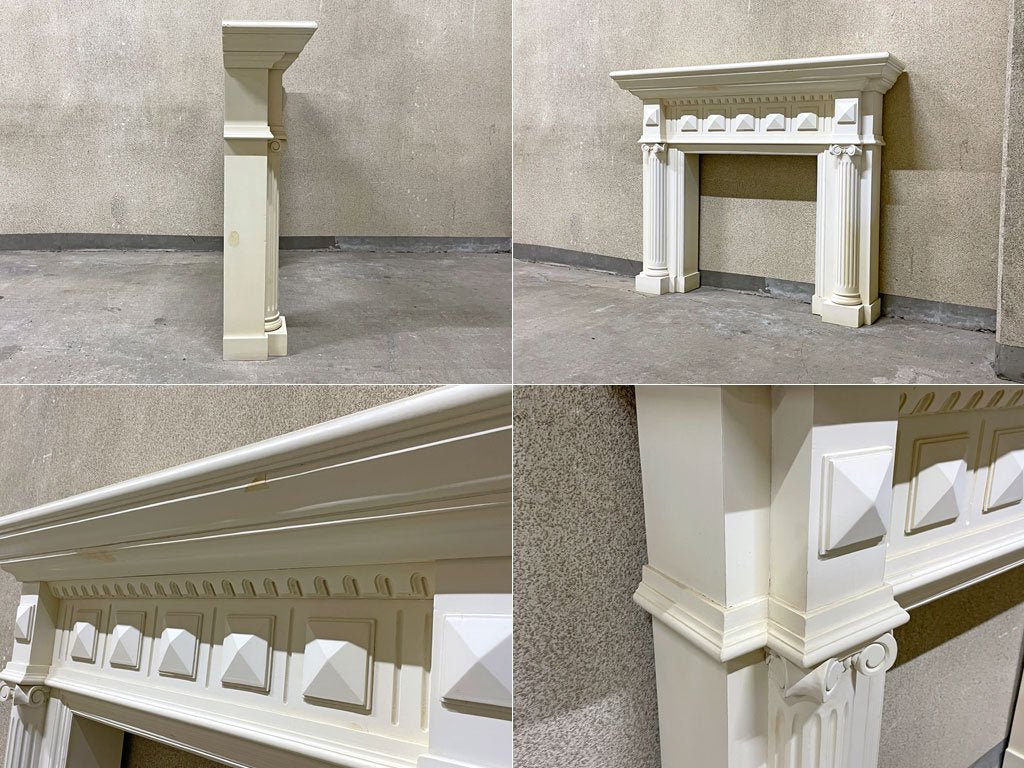 ヨーロピアンクラシカル マントルピース 暖炉枠 フレンチカントリー シャビーシック アンティーク調 ホワイト 〓