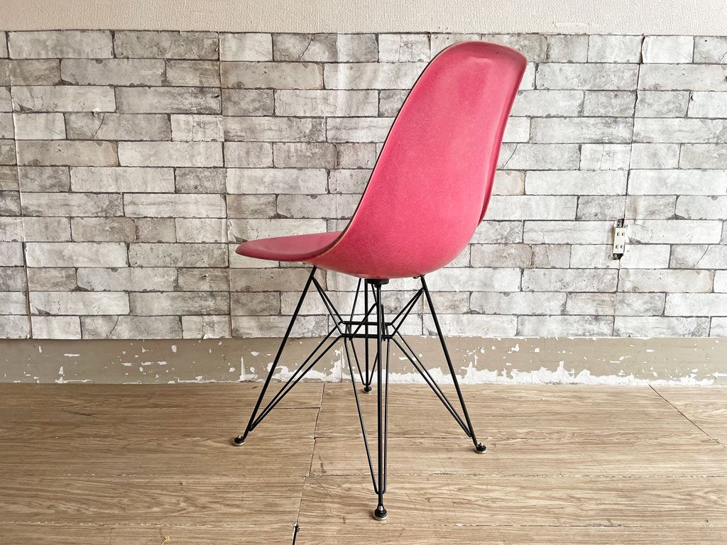 ハーマンミラー Herman Miller サイドシェルチェア 2nd ビンテージ FRP エッフェルベース C&R イームズ ミッドセンチュリー 超希少色 ピンク レアアイテム ●