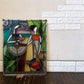 ステンドグラス 人物 グラスアート ウォールデコ 壁飾り 55×71cm クラシカルスタイル ヒビ有 A ◎