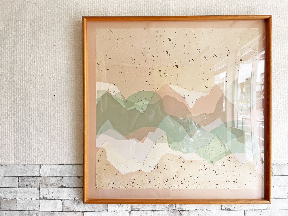 ハリス・ストロング Harris G. Strong スノーフィールド Snowfield ランドスケープ コラージュ 貼り絵 194/400 サイン入り 額装品 107cm USビンテージ ●