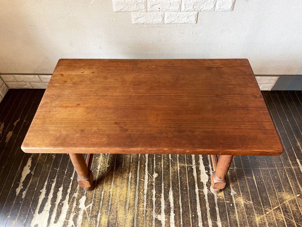 ビンテージ Vintage パイン無垢材 センターテーブル ローテーブル W100×H57cm 陳列台 ディスプレイ台 店舗什器 カントリースタイル ◎