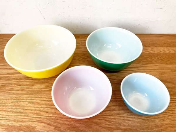 コーニング CORNING オールドパイレックス OLD PYREX ミキシングボウル 4サイズセット プライマリーカラー アメリカ ビンテージ★