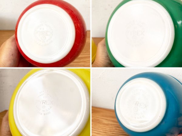 コーニング CORNING オールドパイレックス OLD PYREX ミキシングボウル 4サイズセット プライマリーカラー アメリカ ビンテージ★