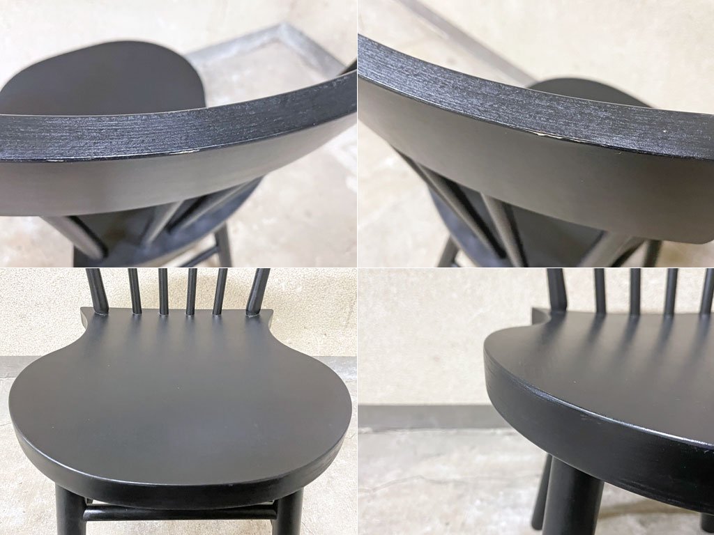 コムバック型 ダイニングチェア 2脚セット ブラック ウィンザーチェア 北欧デザイン カフェスタイル 〓