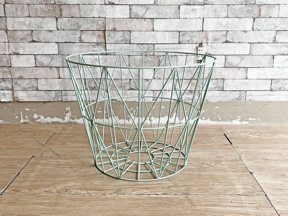 ファームリビング ferm LIVING ワイヤーバスケット カゴ ランドリーバスケット ラウンド Φ60cm Lサイズ ミントカラー デンマーク 北欧デザイン ●