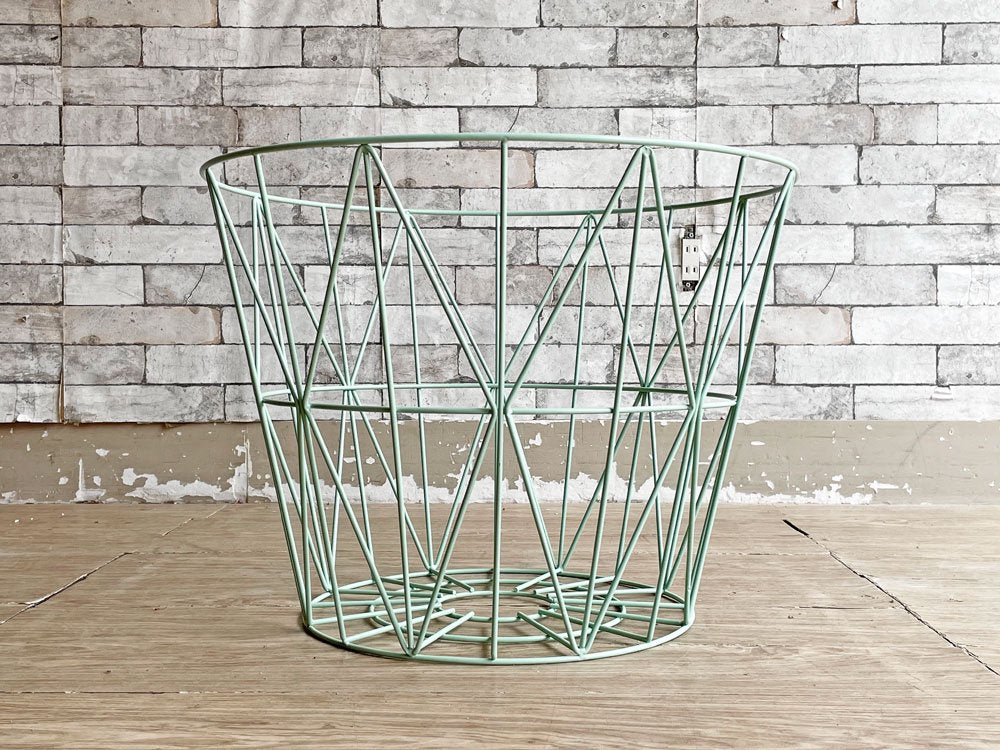 ファームリビング ferm LIVING ワイヤーバスケット カゴ ランドリーバスケット ラウンド Φ60cm Lサイズ ミントカラー デンマーク 北欧デザイン ●