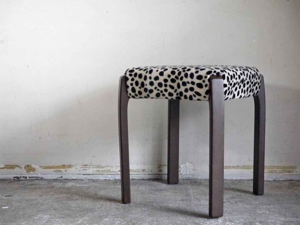 スタッキングスツール Stacking Stool オーク材 ファブリック レオパード A ■