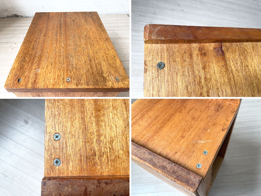 古い木味の踏み台 ディスプレイボックス ビンテージ 木味 ボックスシェルフ レトロ 木箱 ★