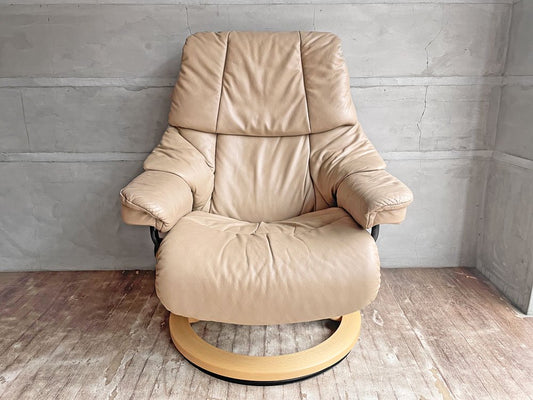 エコーネス EKORNES ストレスレスチェア Stressless レノ RENO リクライニングチェア＆オットマン Mサイズ サンドベージュ ノルウェー♪