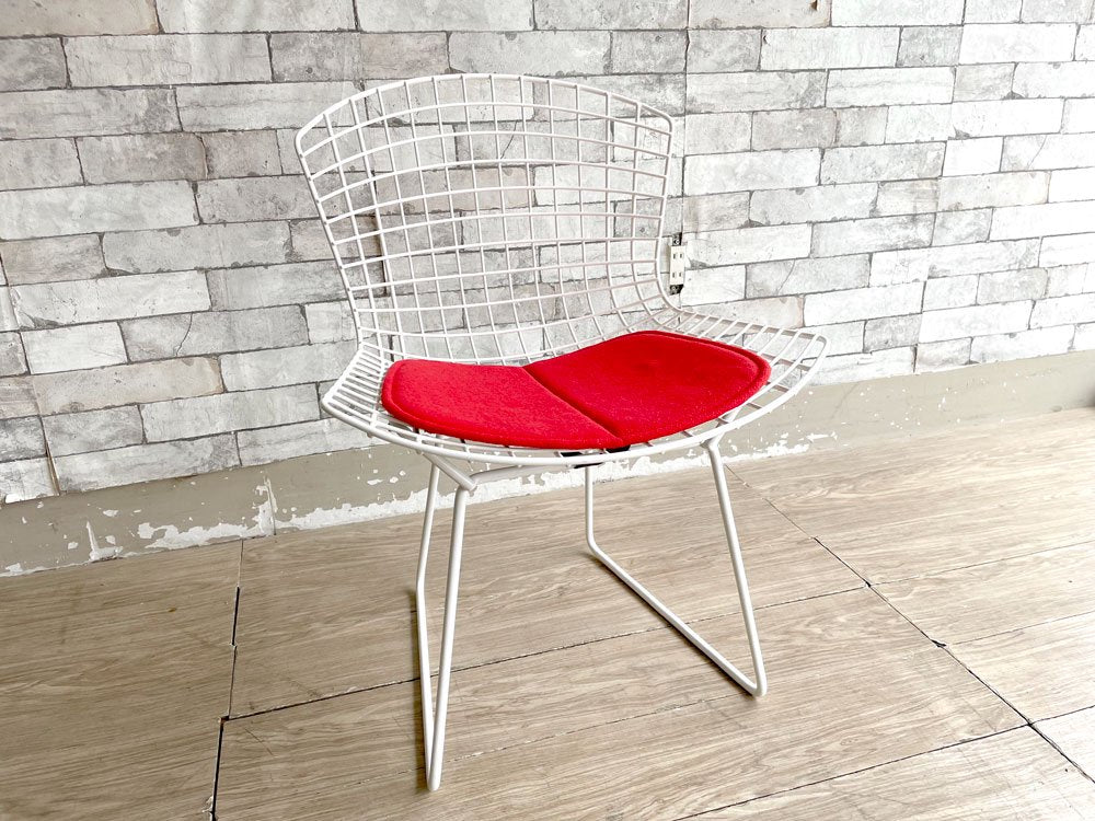 ノル Knoll 420 サイドチェア 420 Side chair ワイヤーチェア ホワイト シートパッド付 ハリー・ベルトイア ミッドセンチュリー 名作椅子 定価：約162,000円 ●