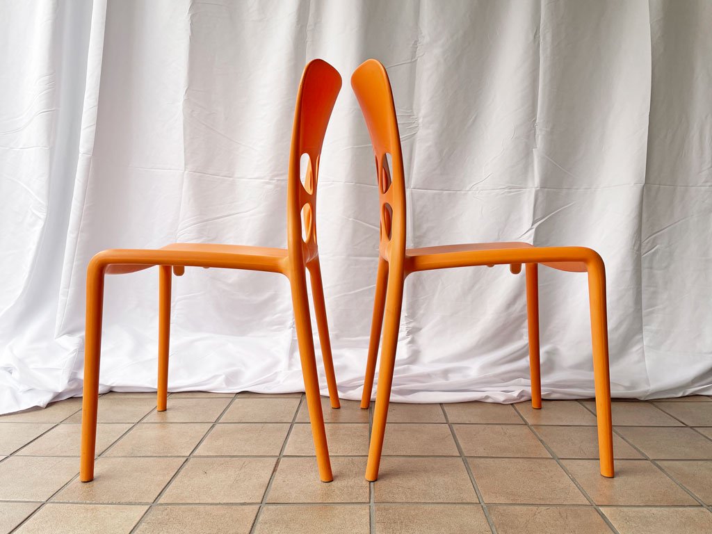 カリガリス Calligaris ネオンチェア NEON Chair スタッキングチェア 2脚セット オレンジ カフェスタイル 軽量 イタリア モダンデザイン ◇