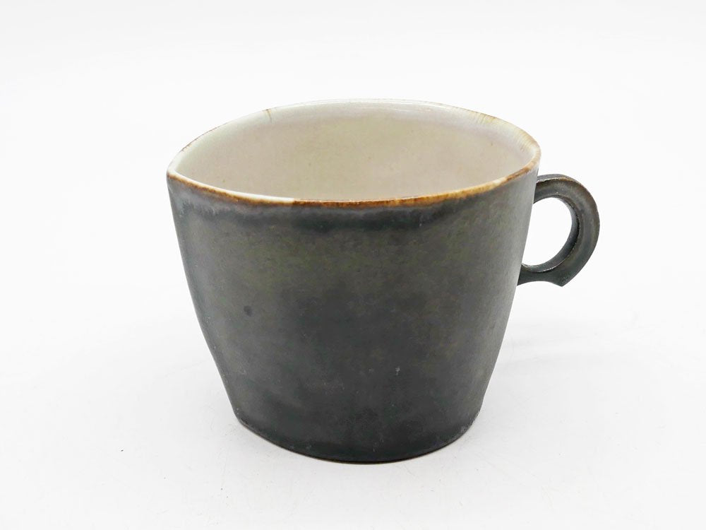 安藤雅信 黒錆釉 コーヒーカップ マグカップ カフェオレサイズ 現代作家 ●