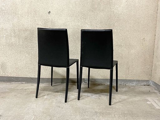 大塚家具 IDC OTSUKA ルッソ ダイニングチェア 2脚セット 本革 レザー ブラック スタイリッシュ シンプルモダン A〓