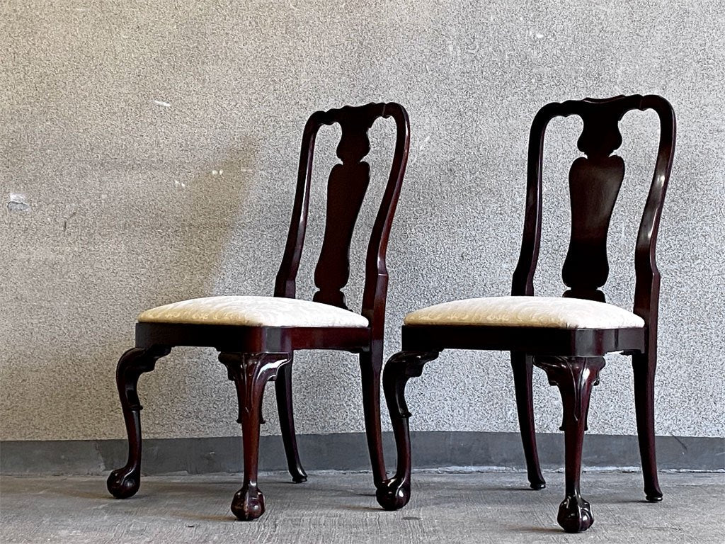 キンデルファニチャー KINDEL Furniture クイーンアンチェア 2脚セット マホガニー材 サイドチェア ダイニングチェア USA家具 アメリカ B 〓