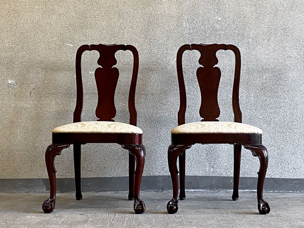 キンデルファニチャー KINDEL Furniture クイーンアンチェア 2脚セット マホガニー材 サイドチェア ダイニングチェア USA家具 アメリカ B 〓