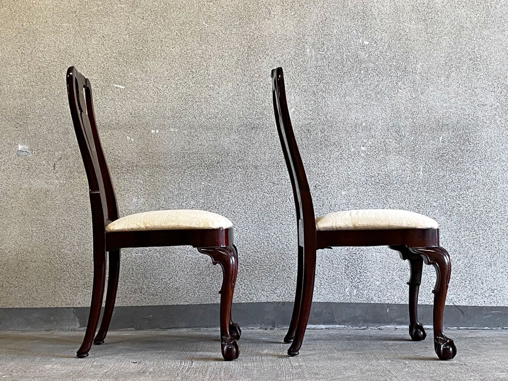 キンデルファニチャー KINDEL Furniture クイーンアンチェア 2脚セット マホガニー材 サイドチェア ダイニングチェア USA家具 アメリカ B 〓