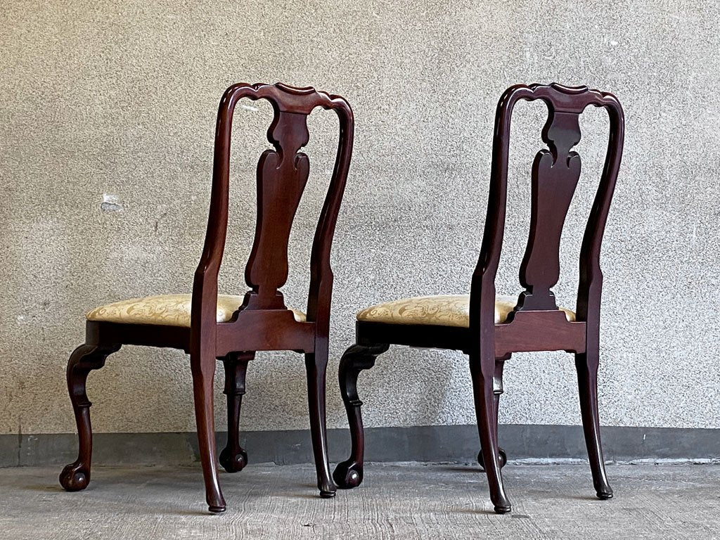 キンデルファニチャー KINDEL Furniture クイーンアンチェア 2脚セット マホガニー材 サイドチェア ダイニングチェア USA家具 アメリカ B 〓