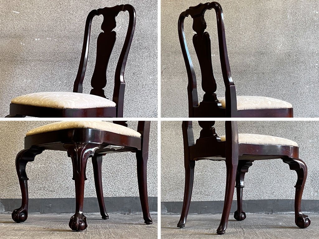 キンデルファニチャー KINDEL Furniture クイーンアンチェア 2脚セット マホガニー材 サイドチェア ダイニングチェア USA家具 アメリカ B 〓