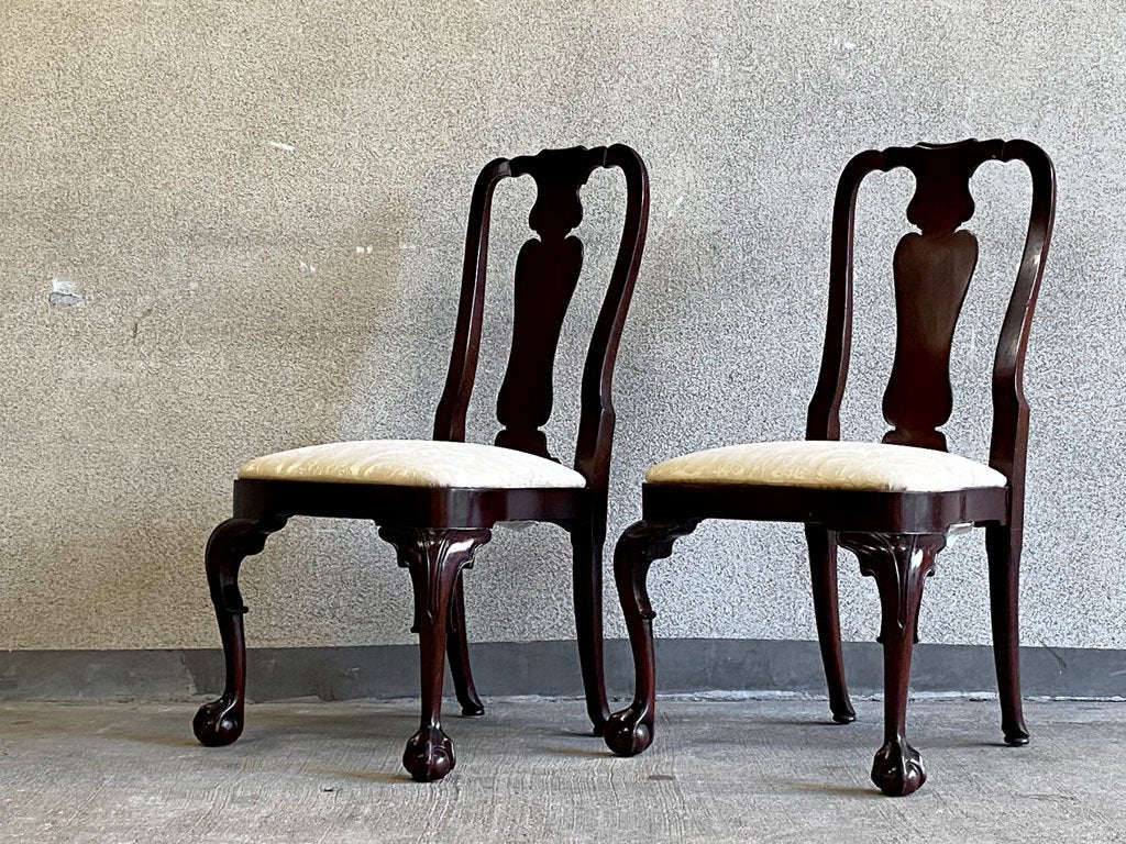 キンデルファニチャー KINDEL Furniture クイーンアンチェア 2脚セット マホガニー材 サイドチェア ダイニングチェア USA家具 アメリカ A 〓