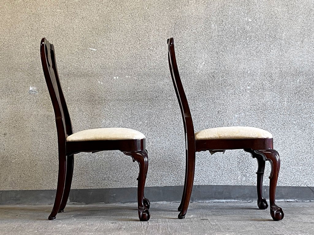 キンデルファニチャー KINDEL Furniture クイーンアンチェア 2脚セット マホガニー材 サイドチェア ダイニングチェア USA家具 アメリカ A 〓